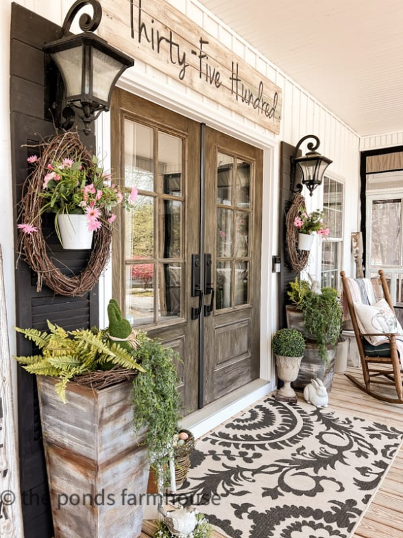 Backdate 3 Farmhouse Porch Ideas For Spring With Faux Flowers And Greenery